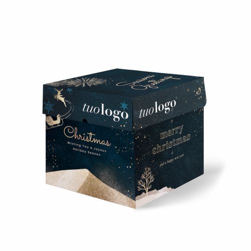 Box Mod. Holly for panettone 19x19x19 cm - Personalized with full bottom