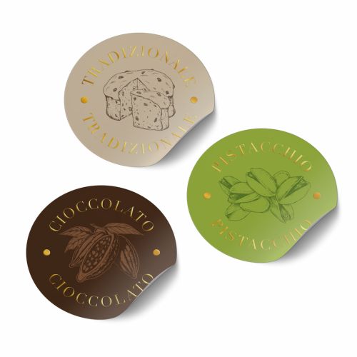 Étiquettes adhésives rondes - marquez les saveurs de panettone