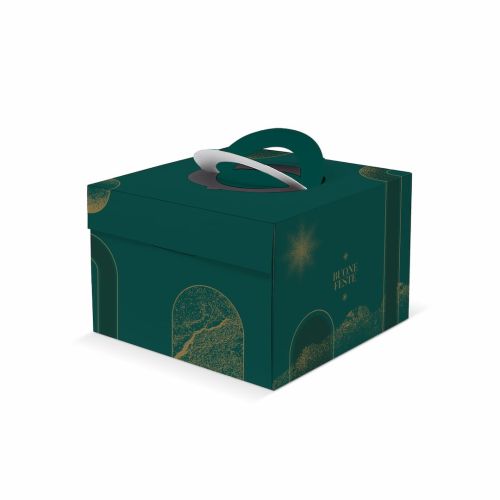 Boîte mod. CHIC pour panettone 25x25x18 cm - Personnalisé « Joyeuses Fêtes »