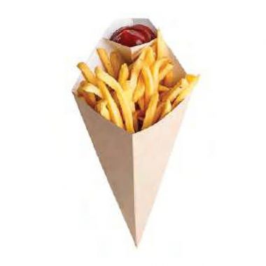 Eco Kraft chip cone with sauce compartment 13,5 x 22,5 cm