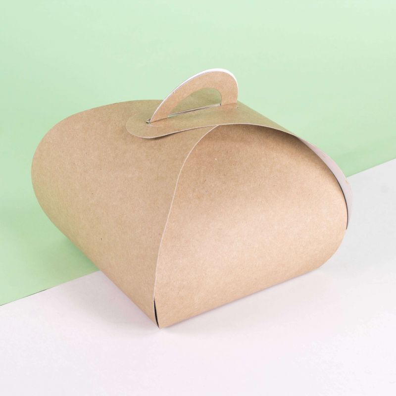 Mini cake boxes with handle 10x10x8 cm neutral