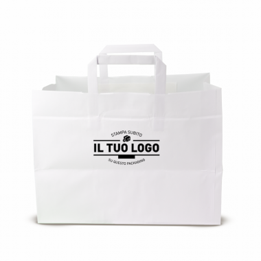 Kraft Flat Handle Paper Shoppers (32+22x23 h)
