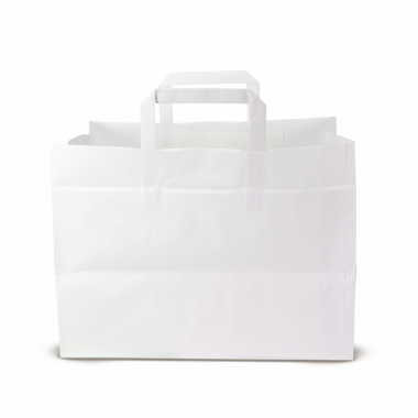 Kraft flat handle paper shoppers (32+23x20 h) - Neutral