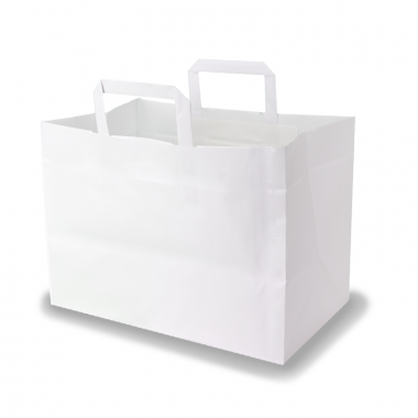 Kraft flat handle paper shoppers (32+23x20 h) - Neutral