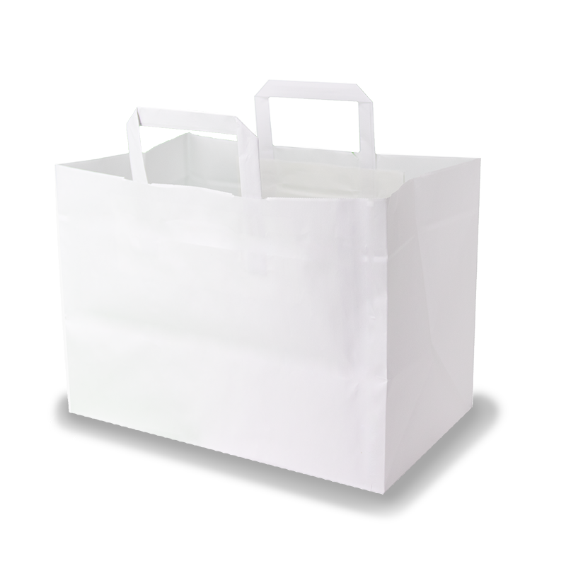 Kraft flat handle paper shoppers (32+23x20 h) - Neutral