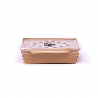 Eco box for salad + lid to customize - 500 ml - 13,5x8,5x3,9 cm