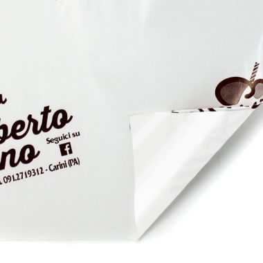Carta per alimenti Polipropilene perlato - fondo bianco logo 2 colori