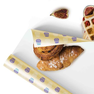 Carta per alimenti Polipropilene perlato - fondo pieno logo 2 colori