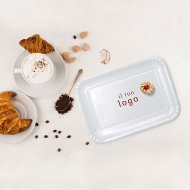 White cardboard trays for pastries customized