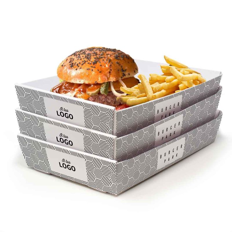 Vassoi per hamburger e fritture mod. F 25x17x5 cm - Personalizzati