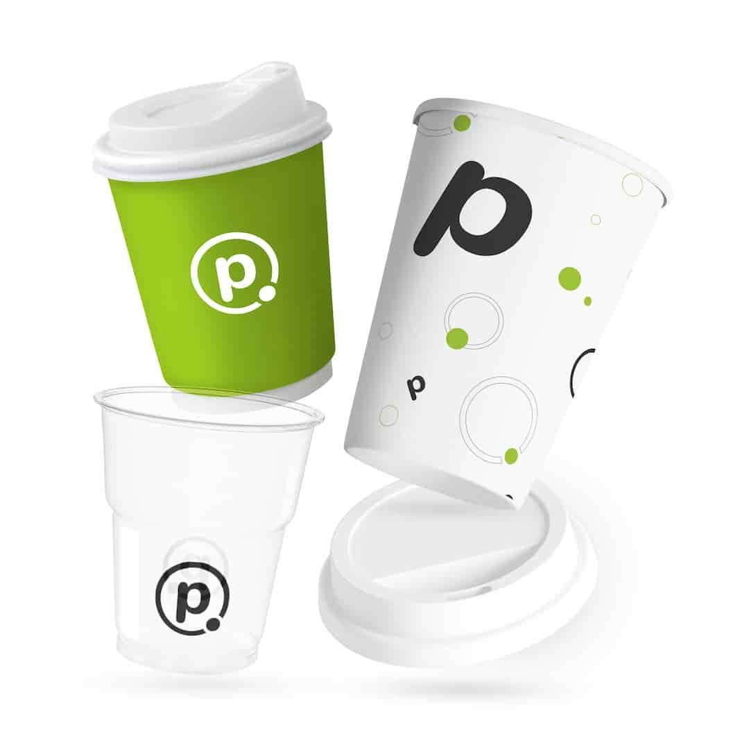 Bicchieri monouso in PLA, PET e cartoncino personalizzabili con logo