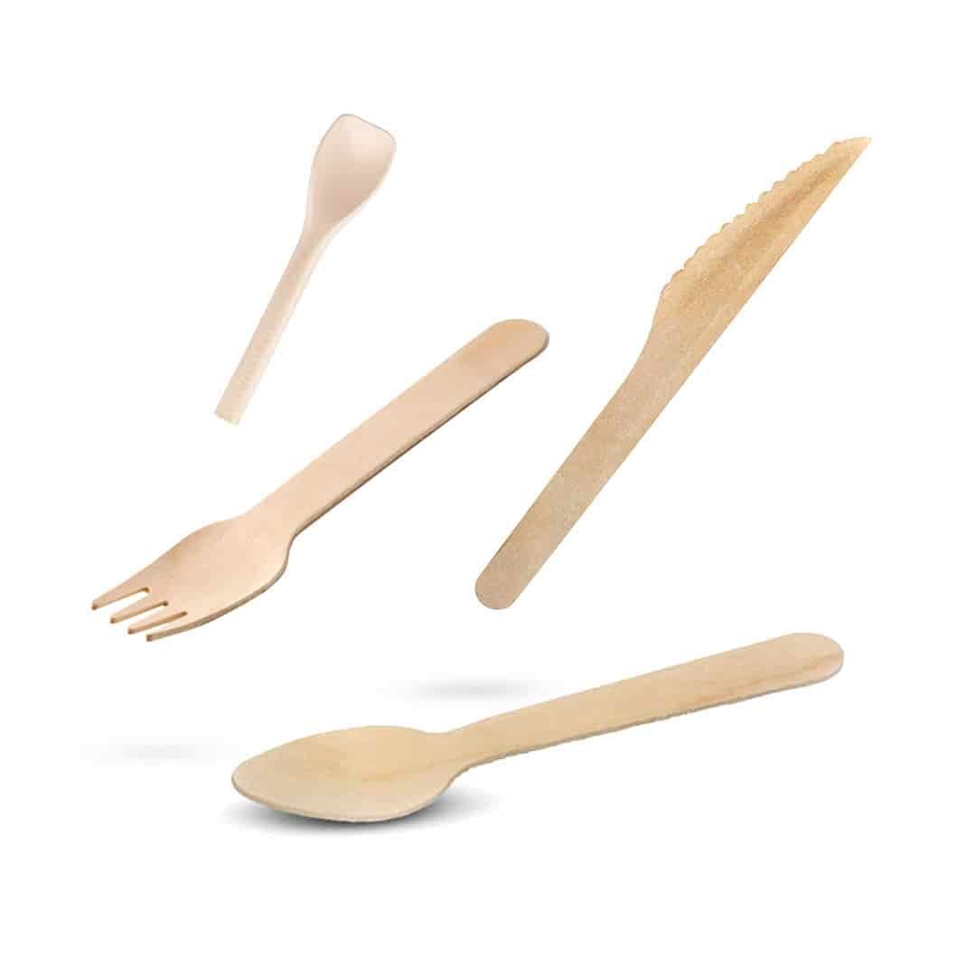 Posate monouso in legno di bamboo per l'allestimento della tua tavola