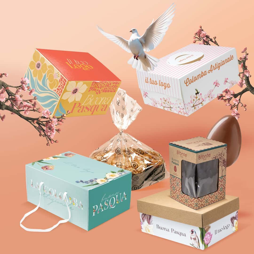 Scatole per colomba artigianale da stampare, stampi, sacchetti